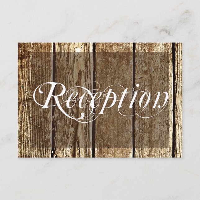 Cartes de réception de mariage en bois de grange d (Devant)