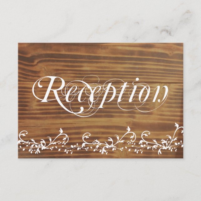 Cartes de réception de mariage en bois rustique av (Devant)