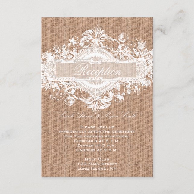 CARTES DE RÉCEPTION DE MARIAGE FLORALE RUSTIQUE BU (Devant)