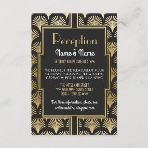 Cartes de réception de mariage Gatsby Art Déco Or 
