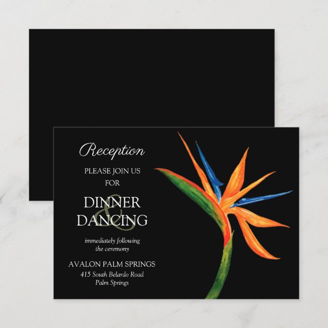 Cartes de réception de mariage pour oiseaux tropic (Devant / Derrière)