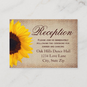 Cartes de réception de mariage Rustic Sunflower Bu