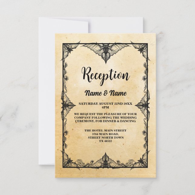 Cartes de réception de mariage rustique Cadre goth (Devant)