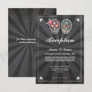 Cartes de réception de mariage rustique Crâne à su