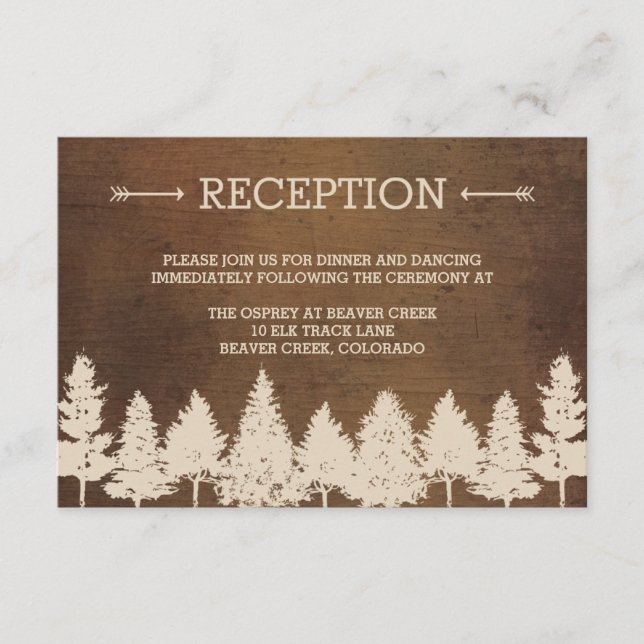 Cartes de réception de mariage rustique en bois (Devant)