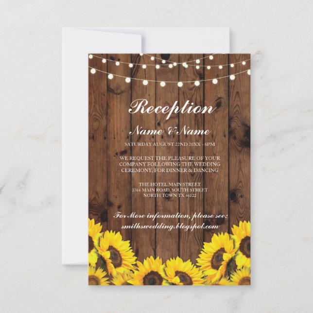 Cartes de réception de mariage rustique en bois de (Devant)