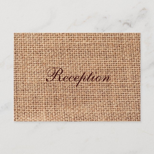 Cartes de réception de mariage rustique en toile d (Devant)