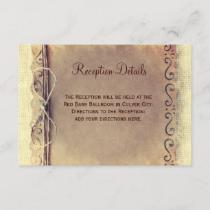 Cartes De Réception De Mariage Rustique Vintage