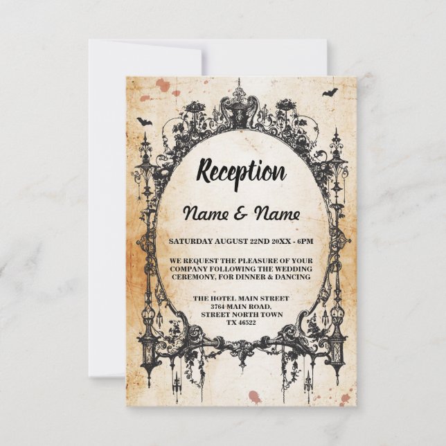 Cartes de réception de mariage rustiques Cadre got (Devant)