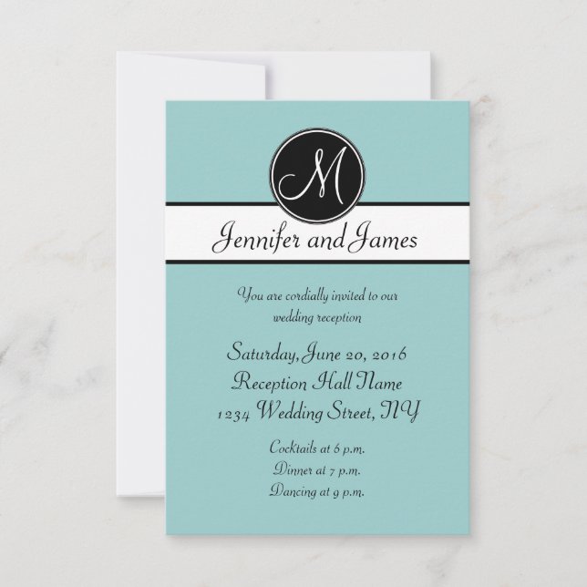 Cartes de réception de mariage simples avec monogr (Devant)