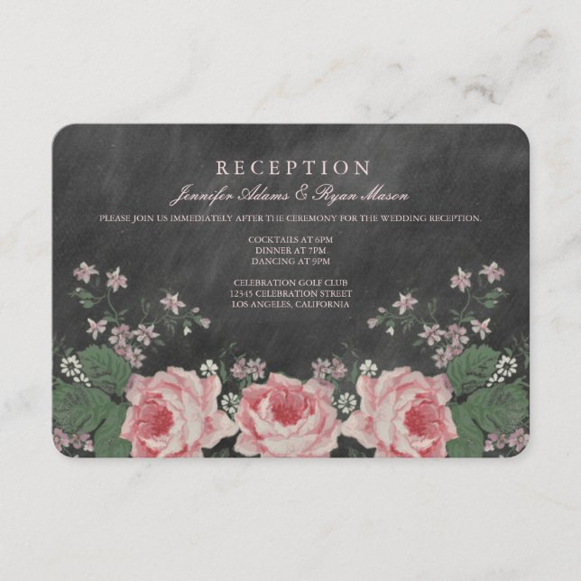 CARTES DE RÉCEPTION DE MARIAGE SUR TABLEAU NOIR VI (Devant)