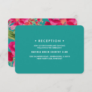 Cartes de réception Fuchsia Floral Turquoise