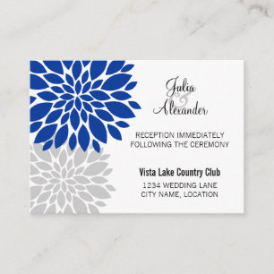 Cartes de réception Royal Blue Silver Floral Bural