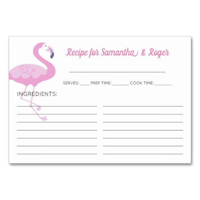 Cartes de recette de Fête des mariées de Flamant r (Devant)
