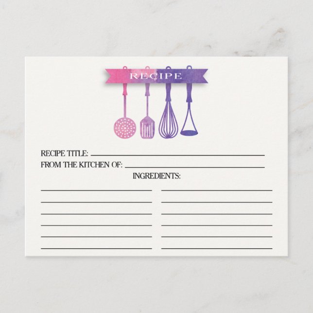 Cartes de recette de Fête des mariées d'ustensiles (Devant)