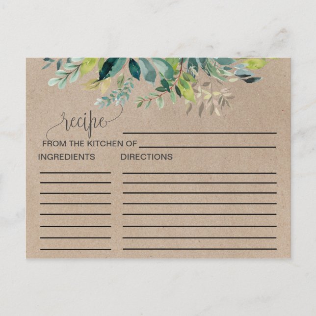 Cartes de recette de Fête des mariées Kraft Foliag (Devant)