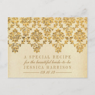 Cartes de recette de Fête des mariées vintage Gold