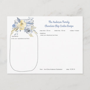 Cartes de recette de la famille Mason Jar Floral D