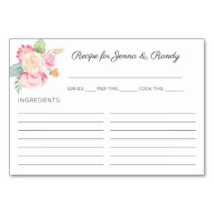 Cartes de recette Fête de l'mariée Pastel Flowers