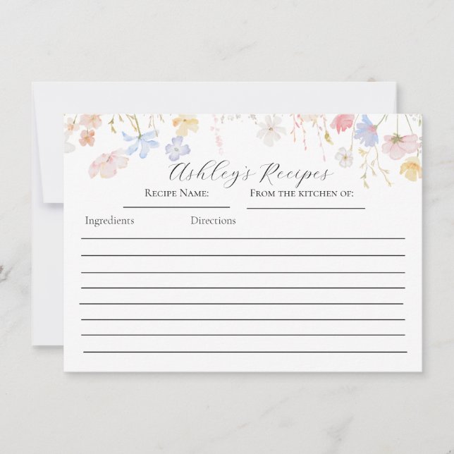 Cartes de recette florale rose Roses (Devant)