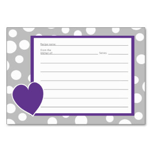 Cartes de recette Motif Pointe Gris