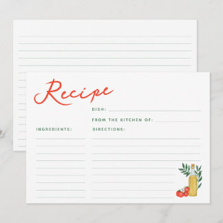 Cartes de recette Tomates Méditerranéennes & Huile