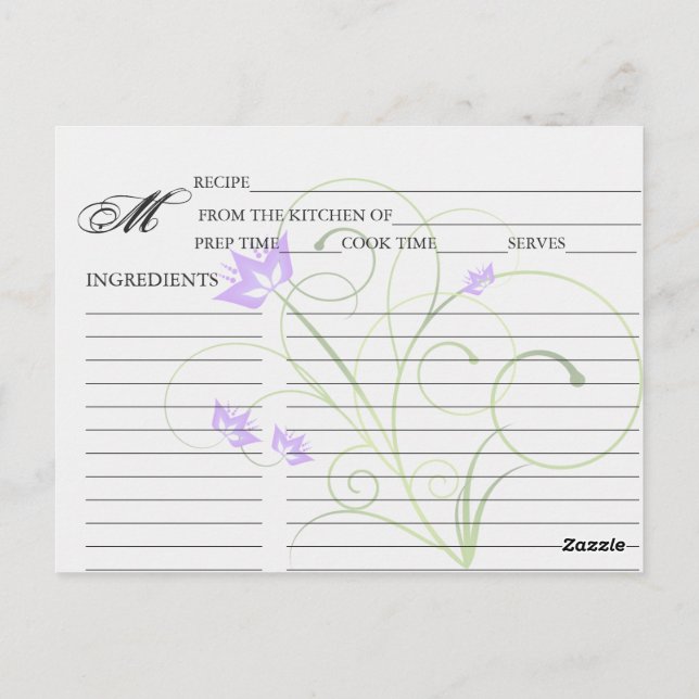 Cartes de recette Tourbillonnant Lavender Simple (Dos)