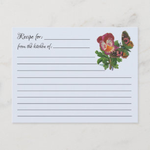 Cartes de recette vierges : Carte postale Papillon