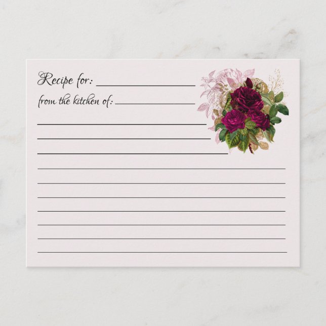 Cartes de recette vierges : Carte postale Rose Bou (Devant)