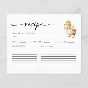 Cartes de recettes Baby shower canard aquarelle