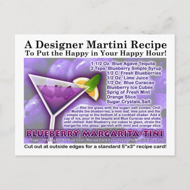 CARTES DE RECETTES BLUEBERRY MARGARITA (Devant)