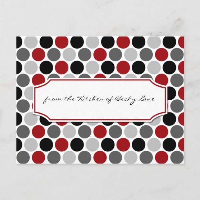 Cartes de recettes Cercles Noir Gris Rouge Foncé M (Devant)