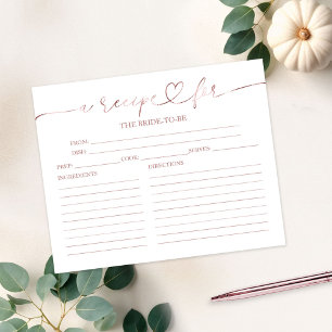 Cartes de recettes de Baby Shower avec calligraphi
