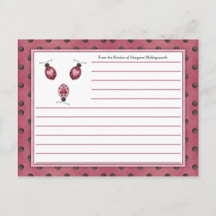 Cartes de recettes de campagne Pink Ladybugs