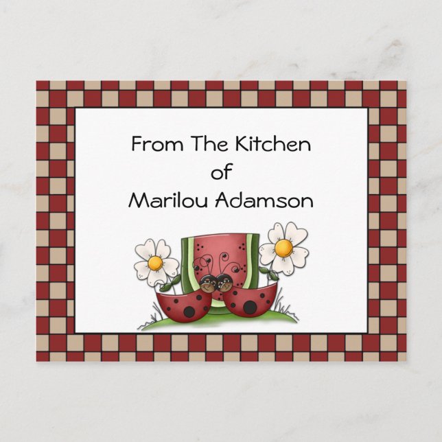 Cartes de recettes de coccinelles et de pastèque (Devant)