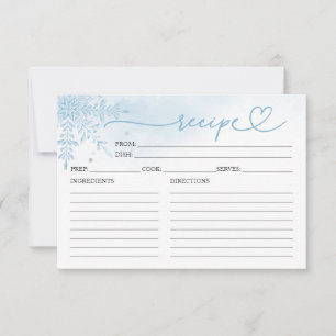 Cartes de recettes de douche de mariage flocon de 