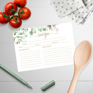 Cartes de recettes de douche de mariée à l'eucalyp