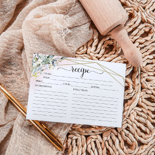 Cartes de recettes de douche de mariée géométrique
