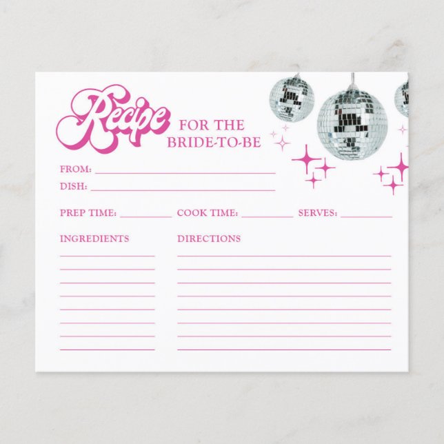 Cartes de recettes de fête de fiançailles Retro Di (Devant)