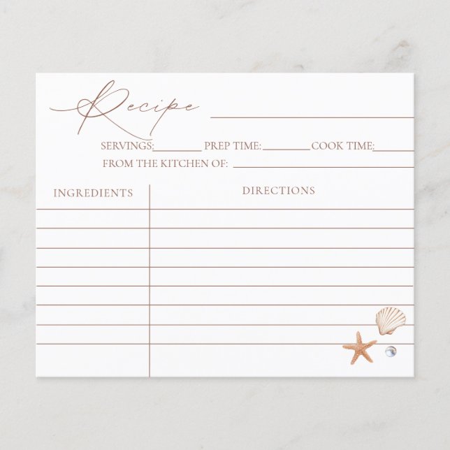 Cartes de recettes de Fête des mariées côtière (Devant)