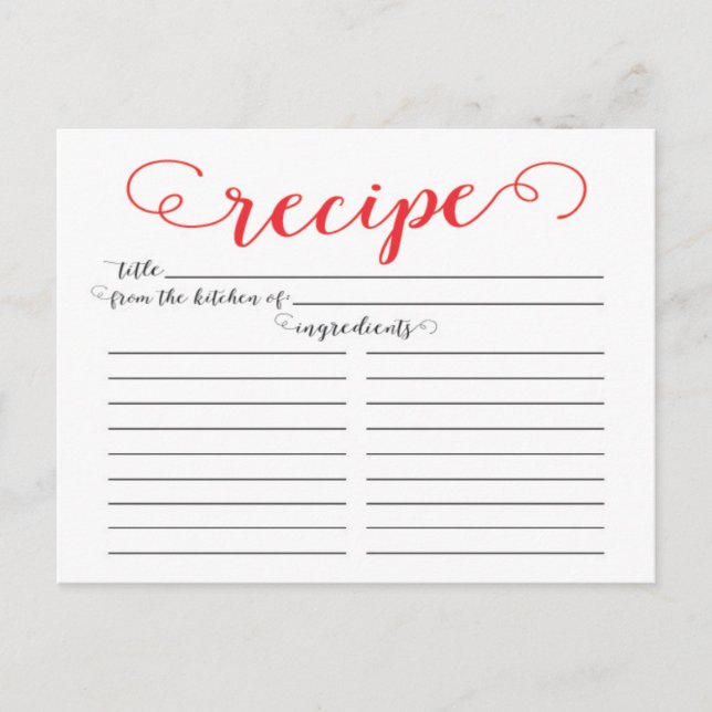 Cartes de recettes de Fête des mariées de script r (Devant)