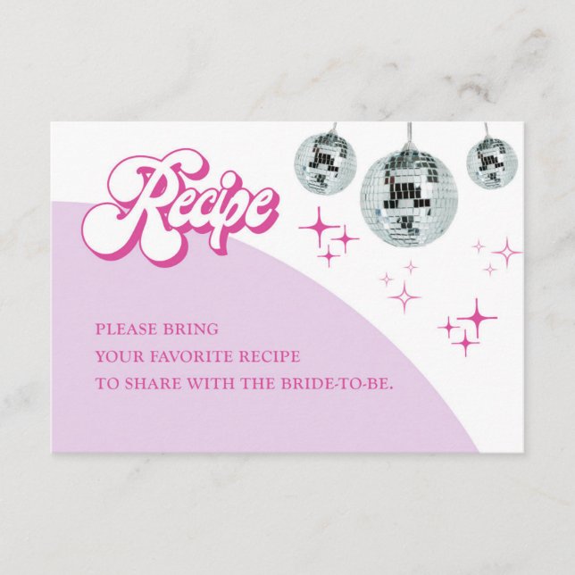Cartes de recettes de Fête des mariées Retro Disco (Devant)
