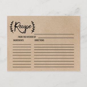 Cartes de recettes de Fête des mariées Rustique Ch