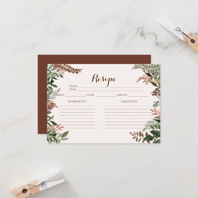 Cartes de recettes de Fêtes des mariées Feuilles А (Devant/Arrière en situation)
