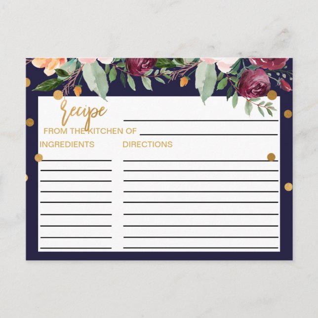 Cartes de recettes de Fêtes des mariées florales d (Devant)