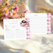 Cartes de recettes de mariage au nœud rose Café