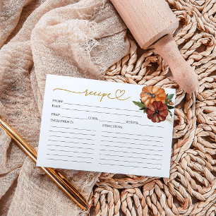 Cartes de recettes de mariage d'automne avec calli