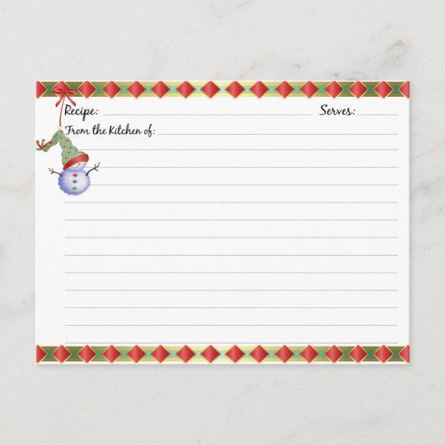 Cartes de recettes de Noël (Devant)