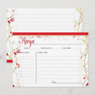 Cartes de recettes de Noël Snowy Winterberries