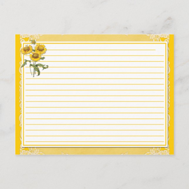 Cartes de recettes de tournesol jaune (Dos)